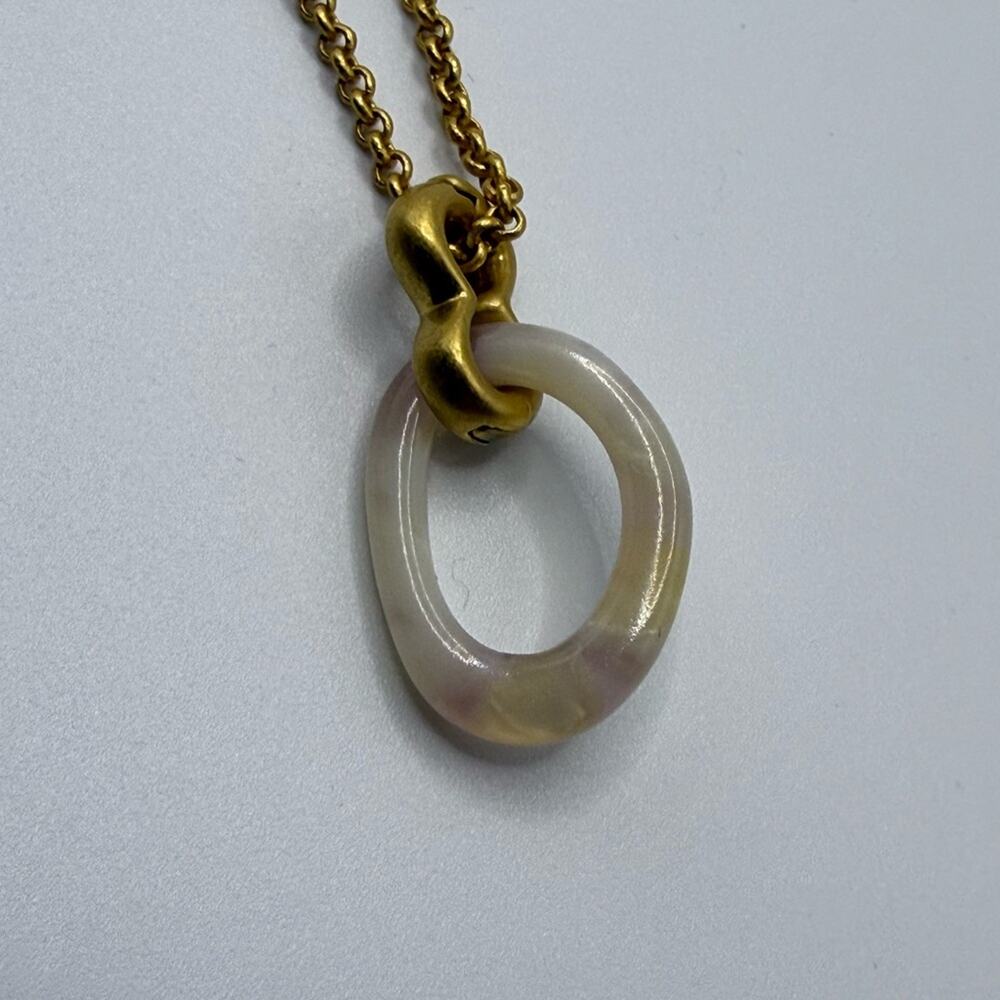 Madewell Gold Tone Natural Colored Oval Pendant Necklace - Picture 2 of 6